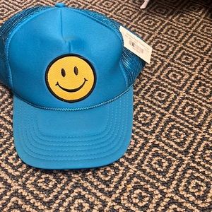 Blue smiley face trucker hat (with tag, never worn)